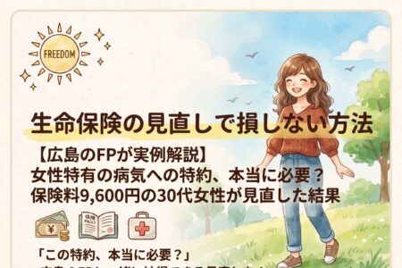 【広島のFPが生命保険を実例で解説】女性特有の病気に対する特約、本当に必要？保険料9,600円の30代女性が見直した結果